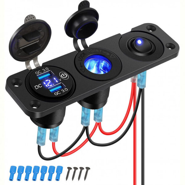 12V USB Outlet Boat Marine Switch Panel Car Charger