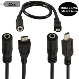 3.5mm Female to 5 Pin Mini USB Male Microphone Adapter Cable 0.3m