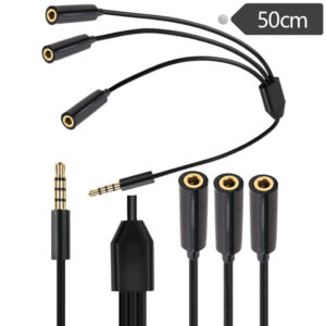 3.5mm (1/8") TRRS 4-Pole/3-Rings Male to 3x Female 3.5mm TRRS 4-Pole/3-Rings Stereo Splitter Audio Cable, Gold-Plated