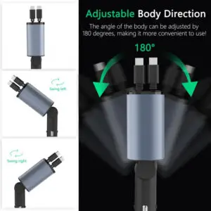 4 in 1 Retractable Car Charger,100W Fast USB Car Phone Charger, Dual Type-C Retractable Cables and 2 USB Ports Car Charger Compatible with Samsung Galaxy S23+/S23/ S22,iPhone15/15 Pro Max,iPad