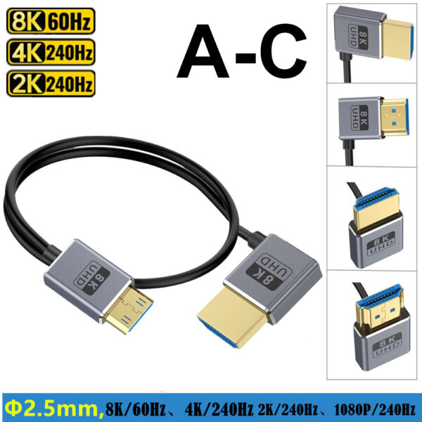 8K @60Hz Mini HDMI to HDMI 2.1 Cable