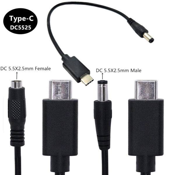 USB C 5.5 x 2.5mm Power Adapter Extension Cable