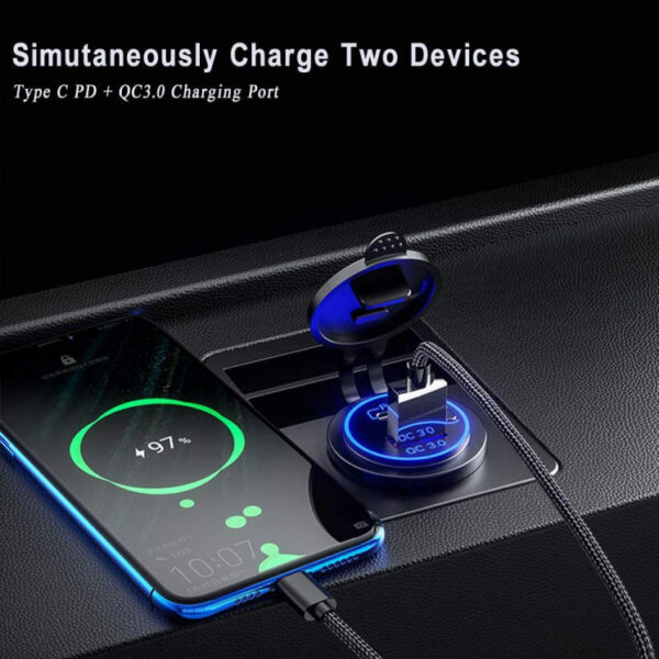 Dual USB Boat Car Charger With Cable