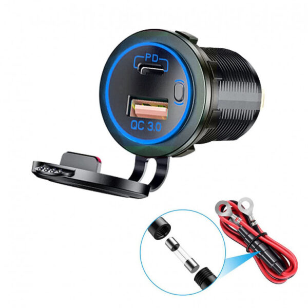 Dual USB Boat Car Charger With Cable