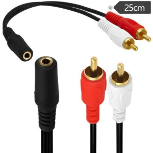 3.5mm Female to Male 2 RCA Male Audio Cable