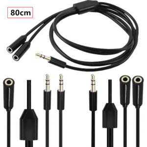 3.5mm 1/8" Female to 3.5mm Male TRS Stereo Audio Adapter Splitter Cable