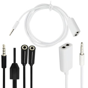 3.5mm Male to 1/8" 2Female Earphone Stereo Audio Splitter Flat Cable Cord M/F 0.8m