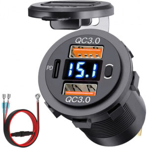 USB Car Charger with Voltage Display