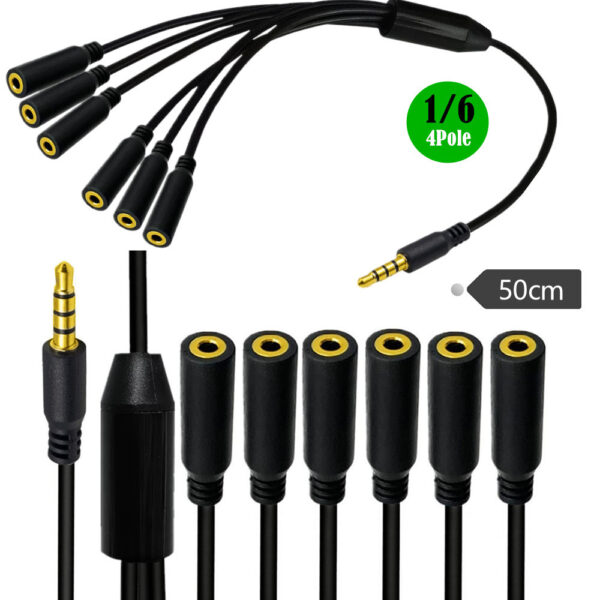 3.5mm TRRS Audio Cable 4-Pole/3-Rings Stereo Splitter