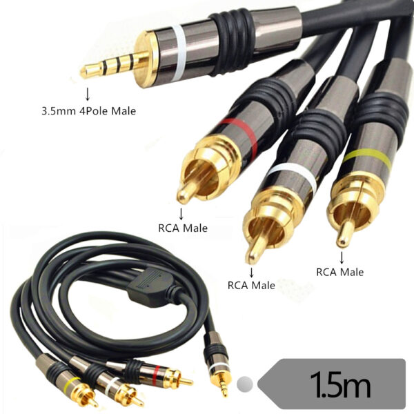 3.5mm male to 3RCA male audio cable